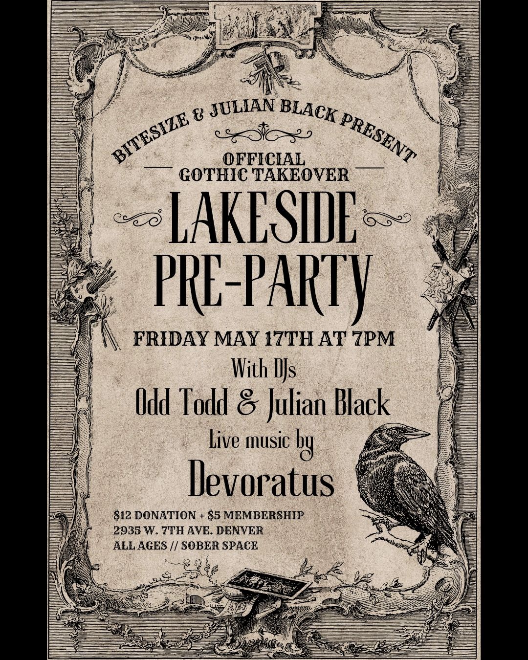 The Gothic Takeover at Lakeside PRE-PARTY