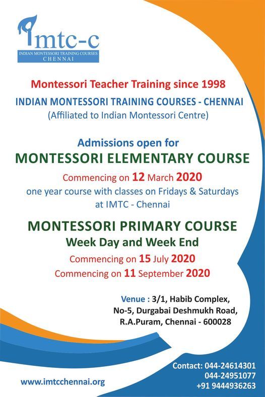 750 hrs Montessori Elementary Course - Starts from 12\/03\/2020