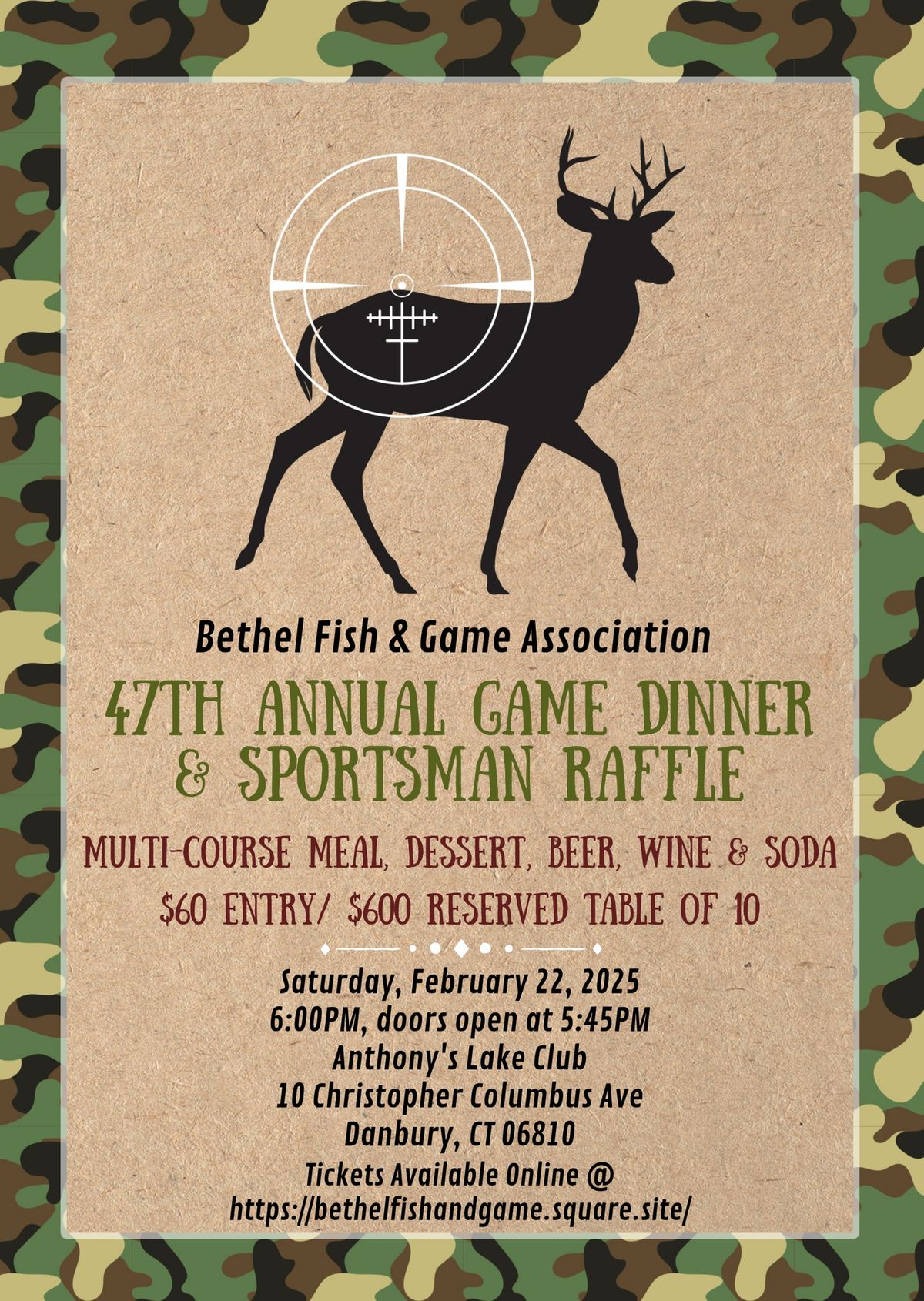 47th Annual Game Dinner & Sportsman Raffle