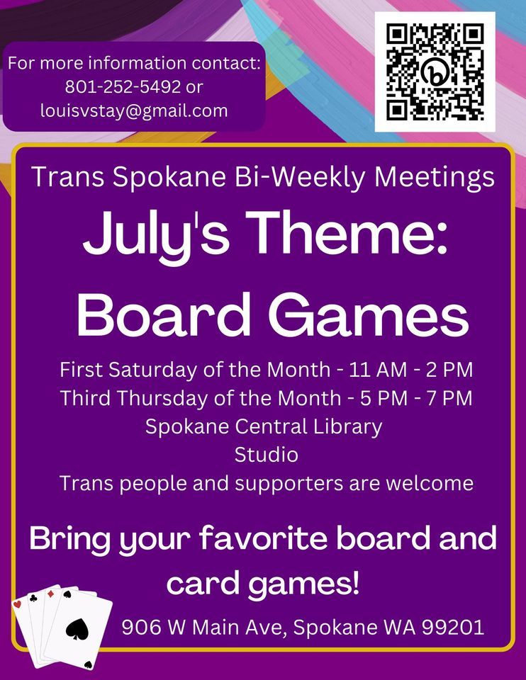 Trans Spokane Bi-Weekly Meeting: July Board Games
