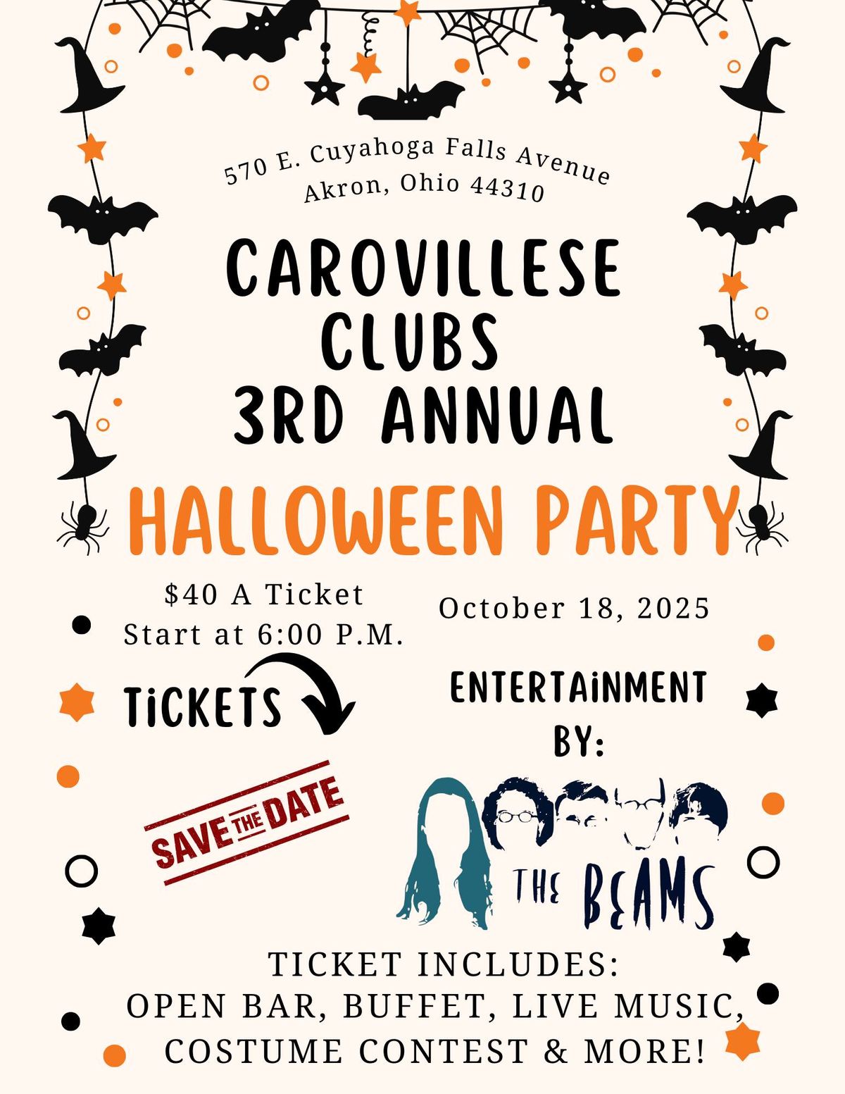 Carovillese Club Presents: 3rd Annual Halloween Party with The Beams