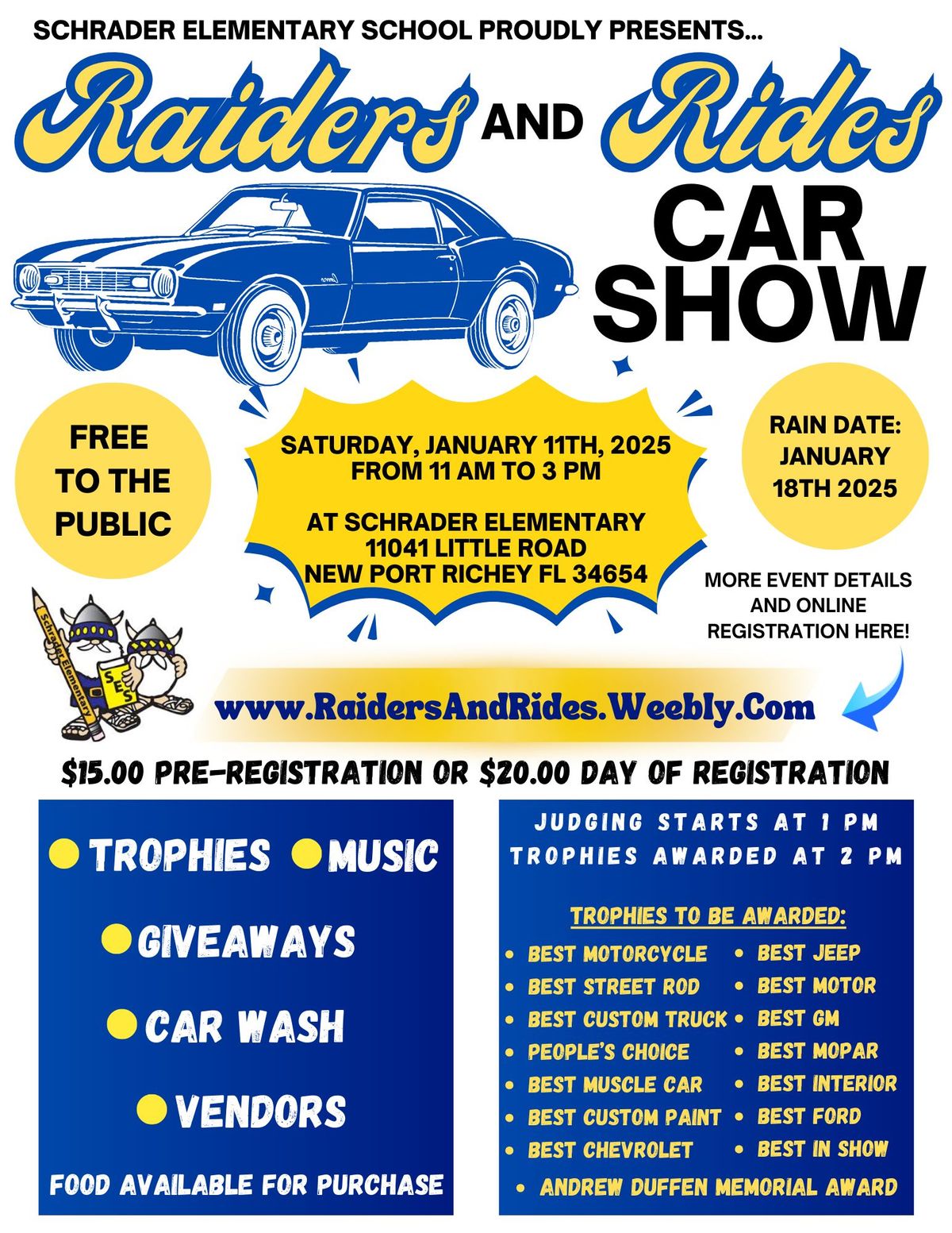 Raiders and Rides Car Show at Schrader Elementary School