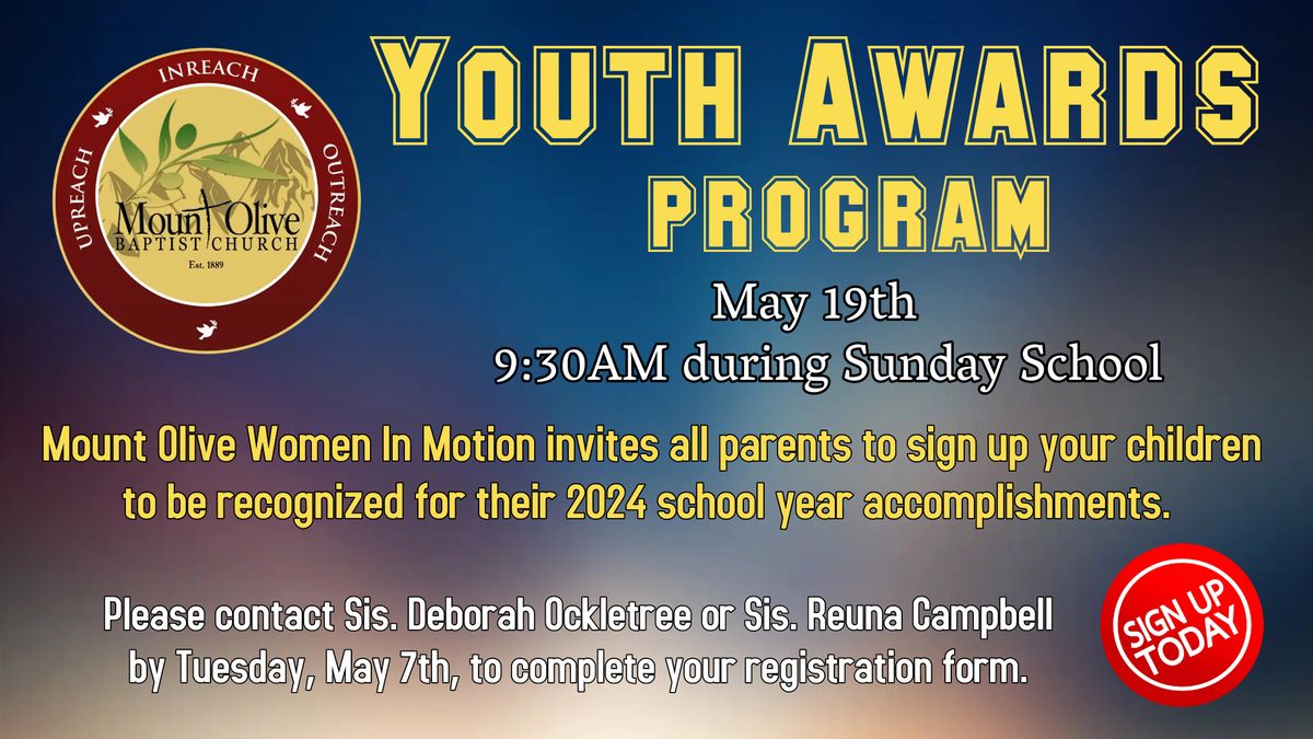 Sign Up Now for the Mt. Olive Youth Awards Program