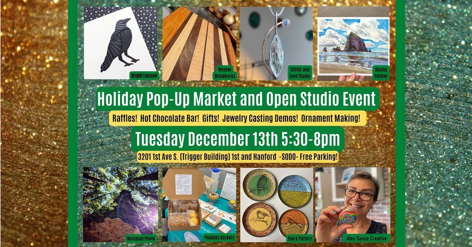 Holiday Pop-Up Market and Open Studio.  Raffles! Casting Demos! Ornament Making!  Free Entry!