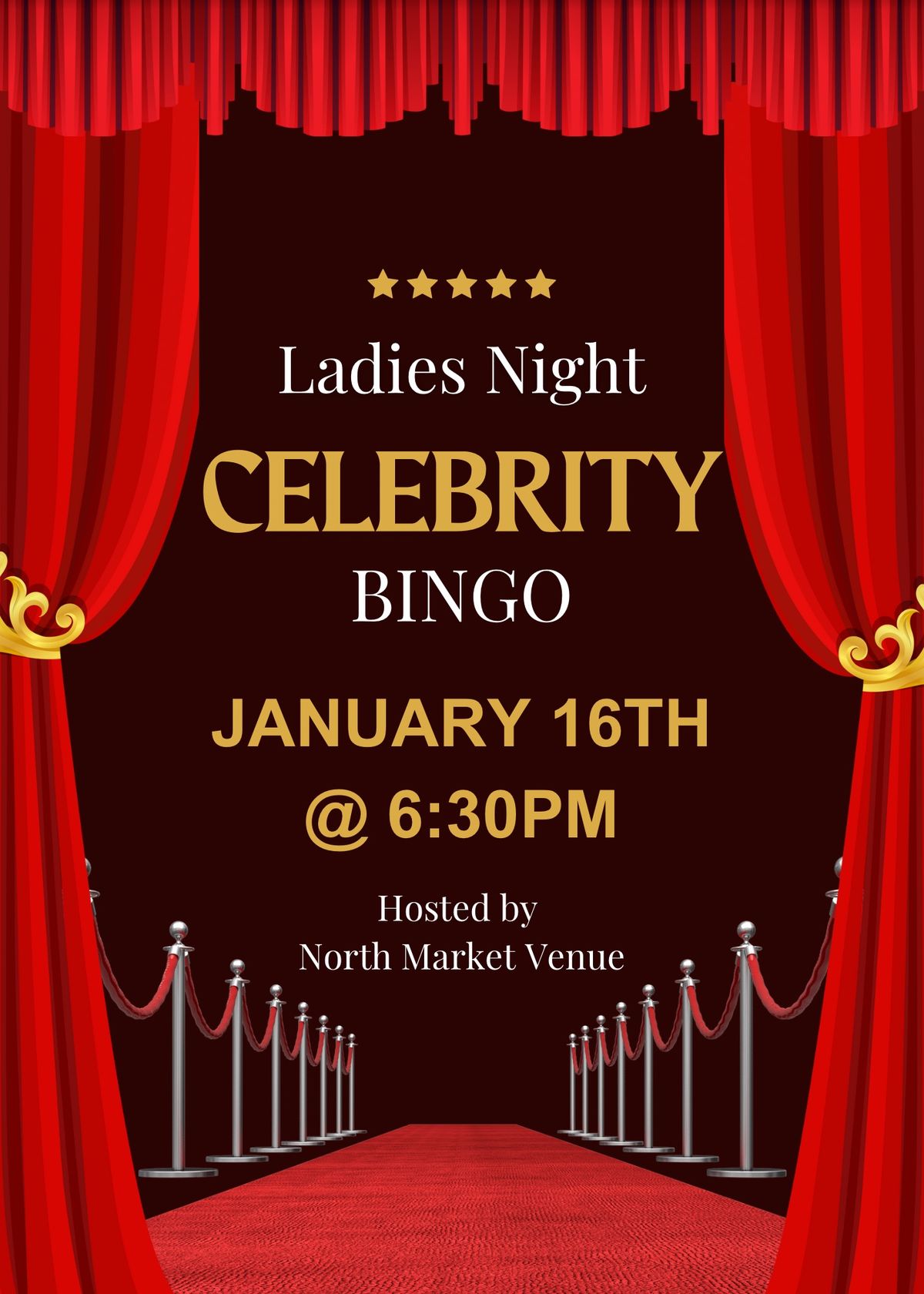 \u201cCELEBRITY\u201d LADIES NIGHT BINGO Hosted by NMV \ud83c\udf1f