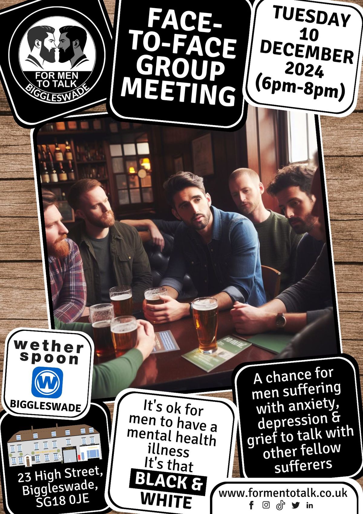 'For Men To Talk' Face-to-Face Group Meeting (Biggleswade)