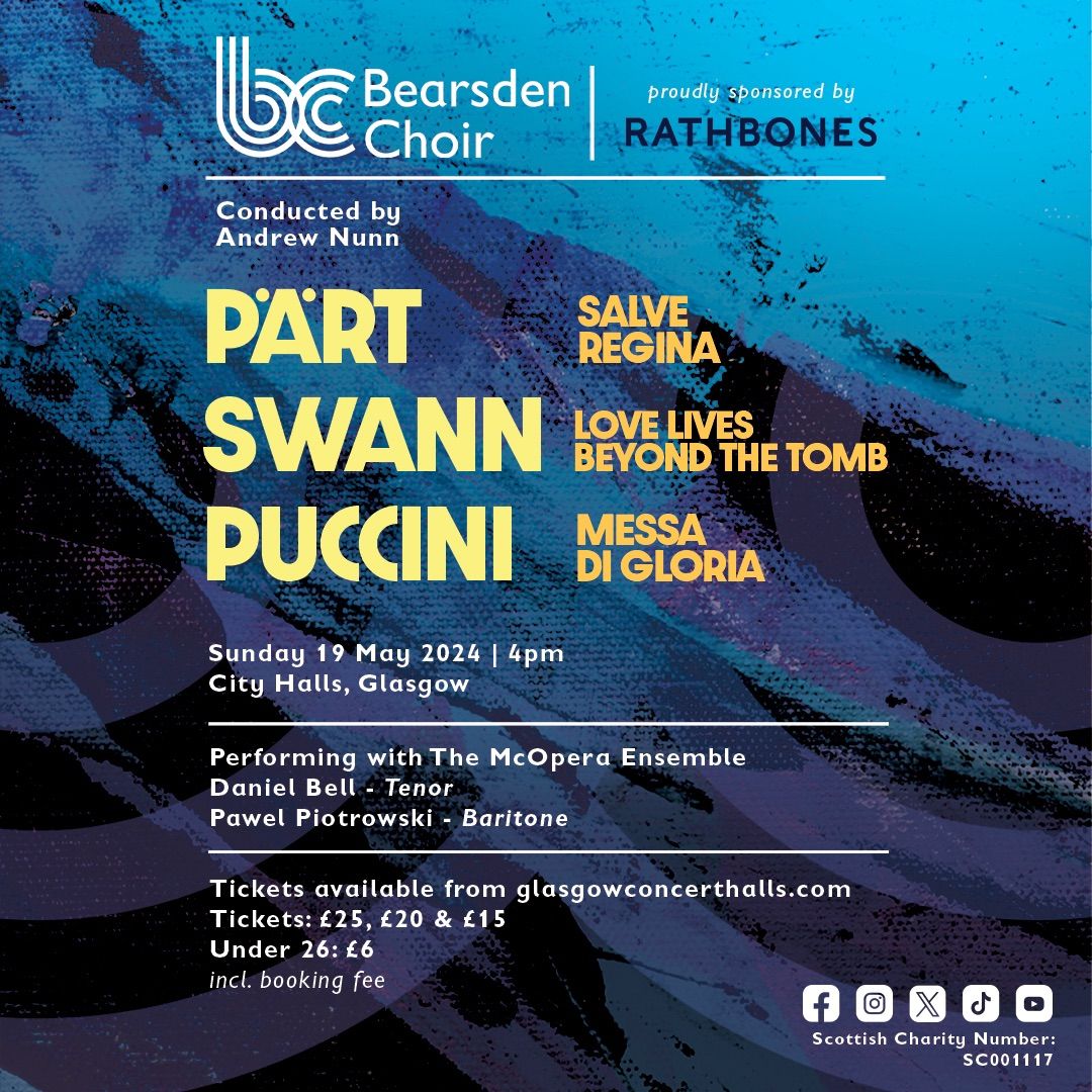 Bearsden Choir present P\u00e4rt, Swann & Puccini