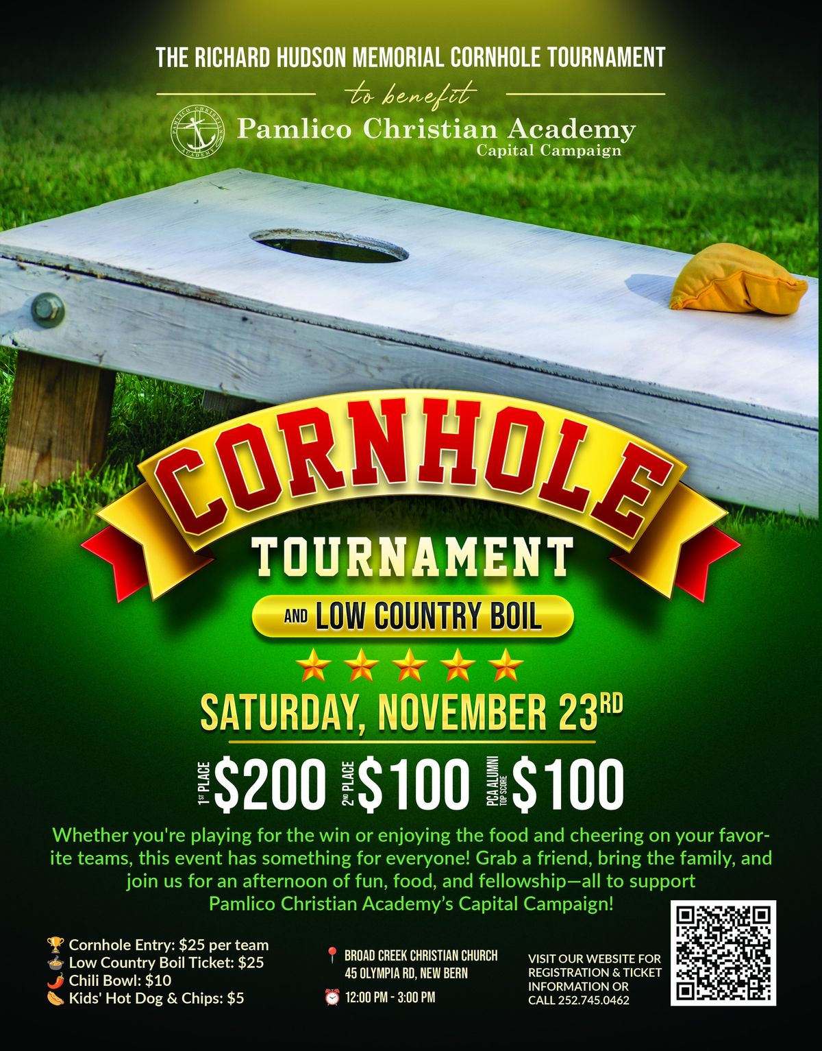 First Annual Richard Hudson Memorial Cornhole Tournament & Country Boil