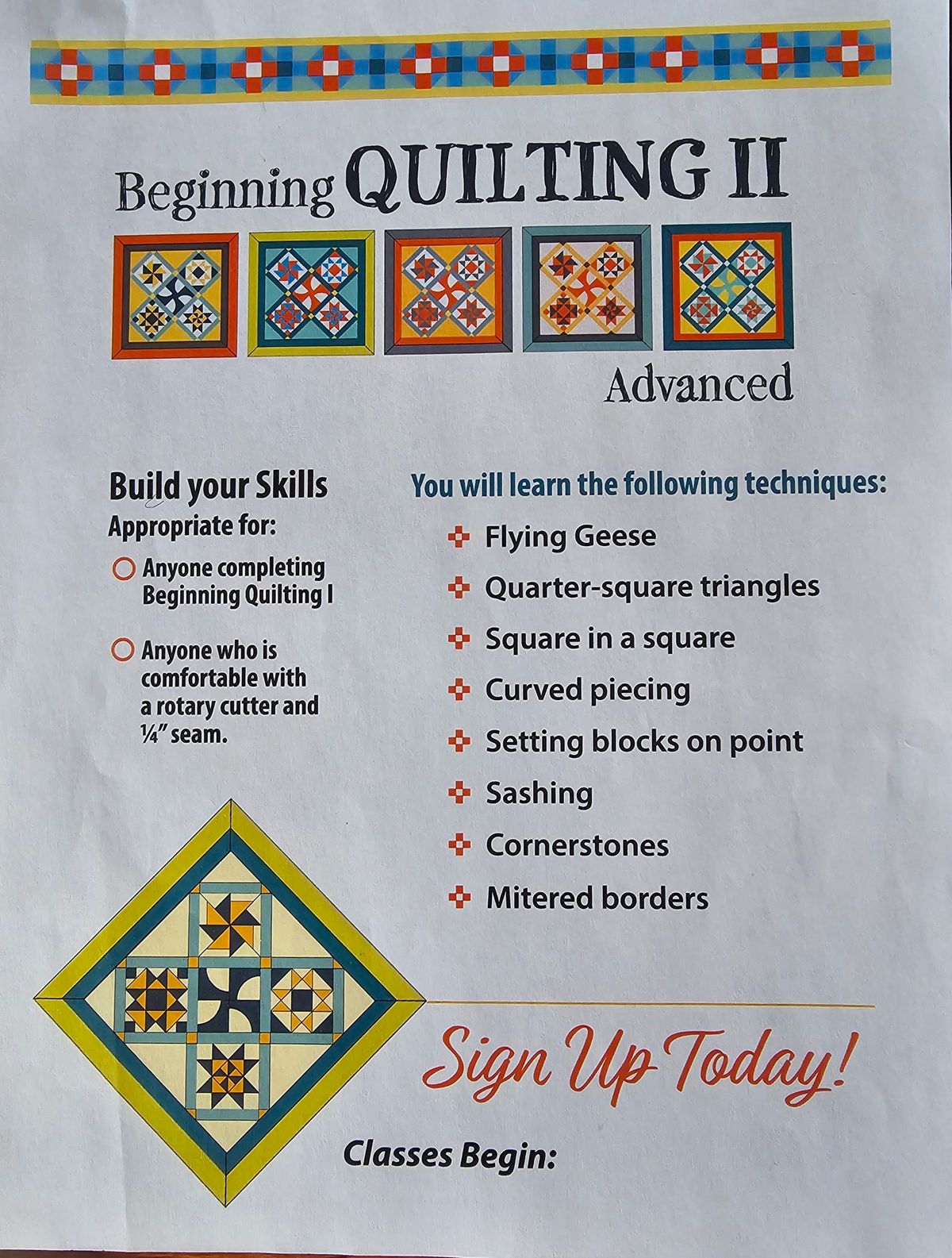 Beginning Quilting II