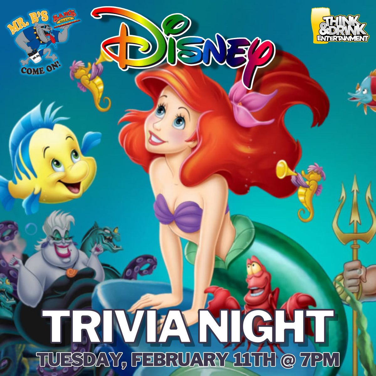 Disney Trivia @ Mr. B's and Sam's Pizza & Deli (Cedar Rapids, IA) \/ Tuesday February 11th @ 7pm