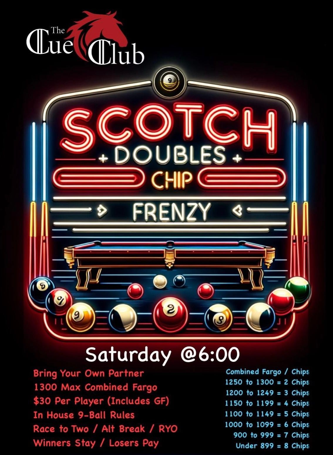 CHIP FRENZY Scotch Doubles 9-Ball CHIP Tournament