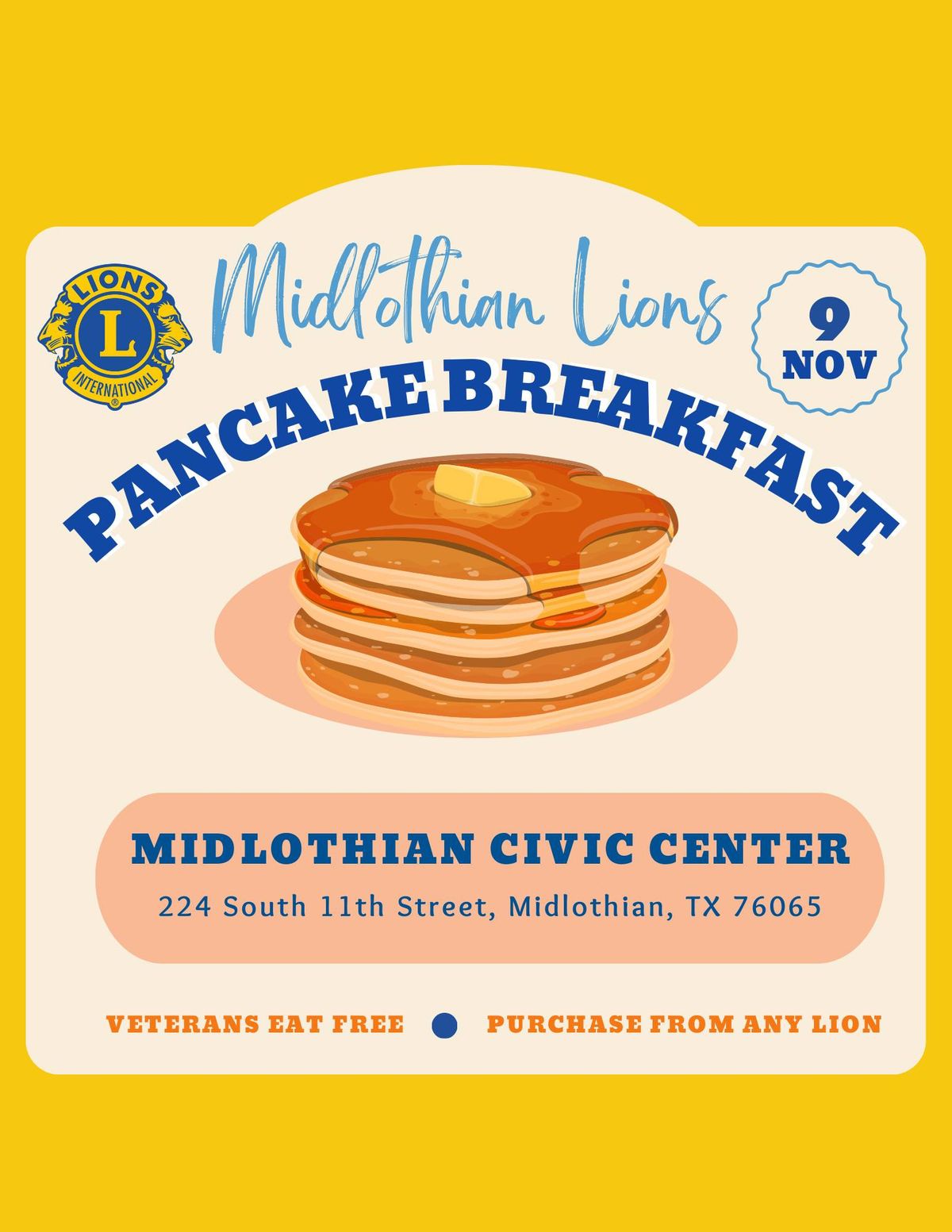 Lions Fall Pancake Breakfast