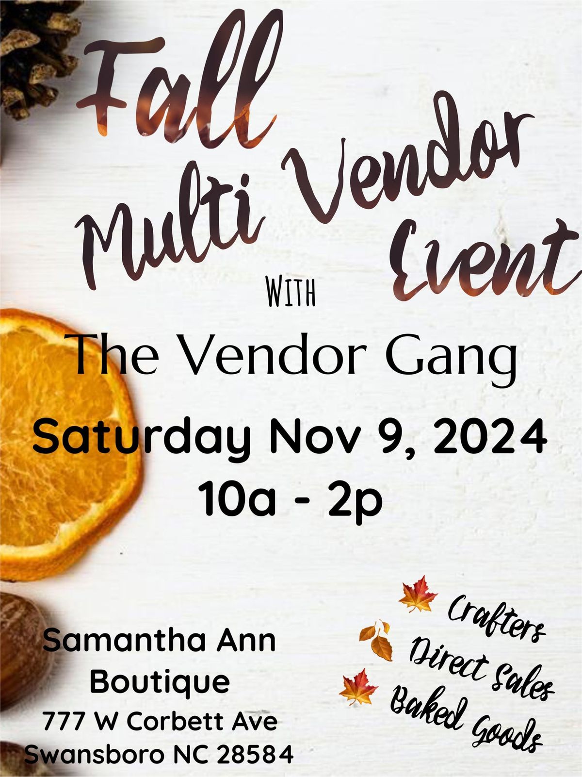 Fall Multi Vendor Event at Samantha Ann Boutique