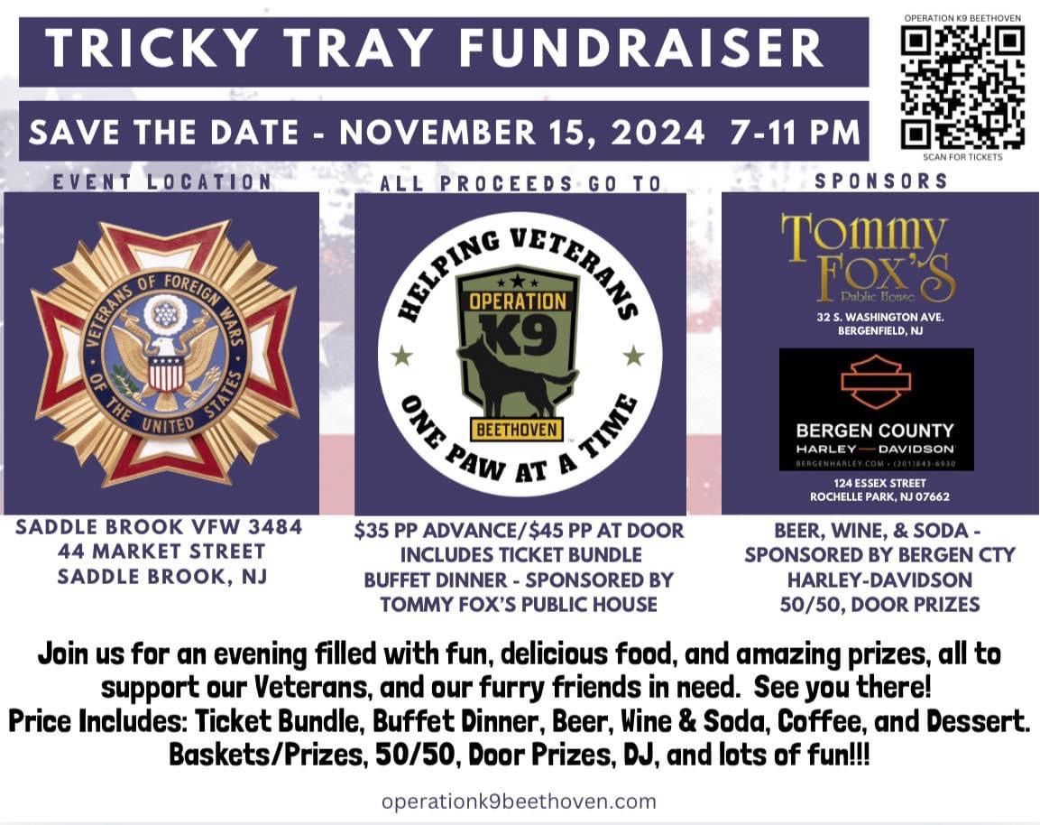 SOLD OUT!!! OPERATION K9 BEETHOVEN TRICKY TRAY FUNDRAISER