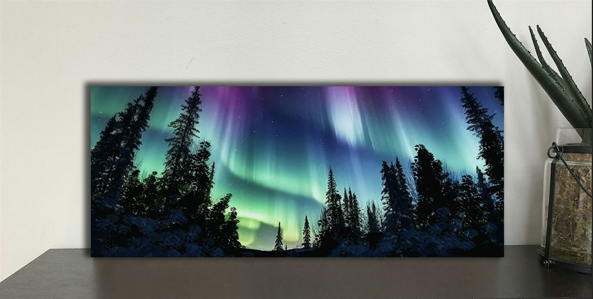 Aurora Borealis Northern Lights Canvas Painting Paint & Sip Art Class Akron