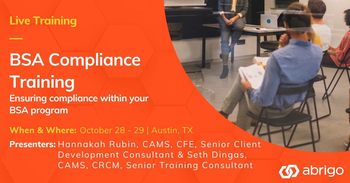 BSA Compliance Training (LIVE IN-PERSON)