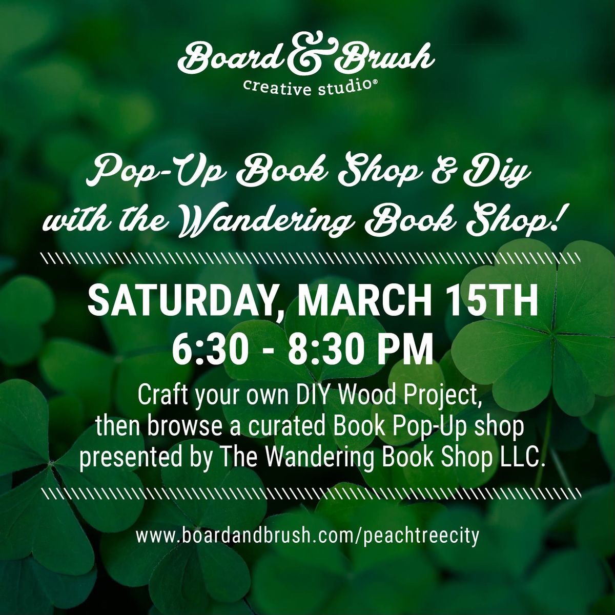 ST. PATRICK\u2019S DAY CRAFT & READ: DIY WOOD PROJECTS & BOOK POP-UP WITH THE WANDERING BOOK SHOP LLC