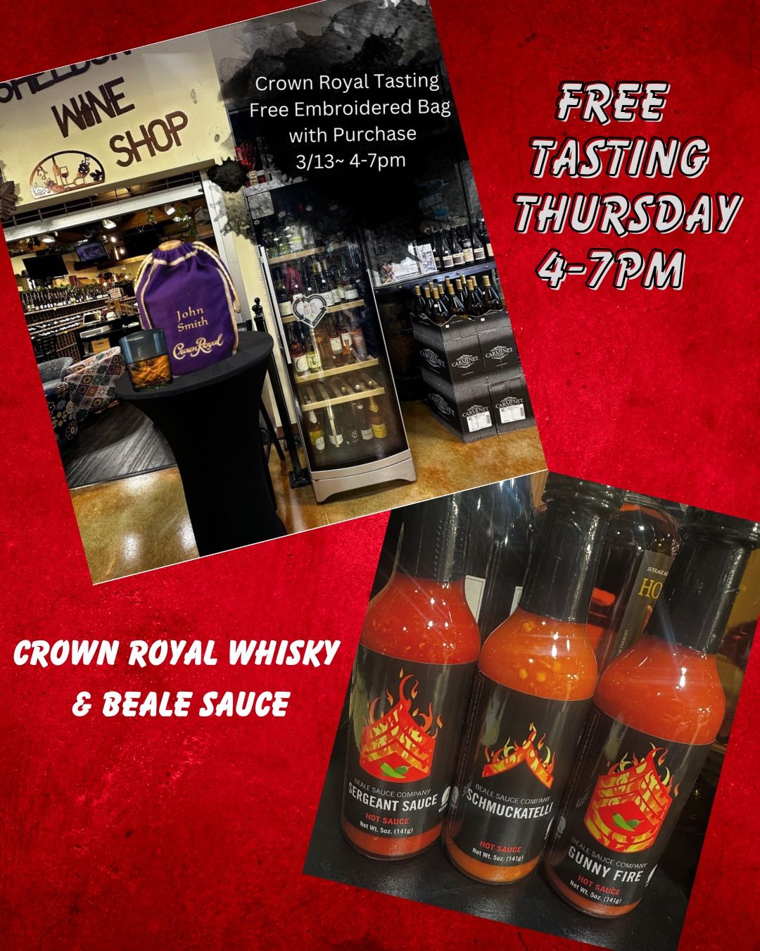 Beale Sauce & Crown Royal Tasting & Free Embroidery with Purchase