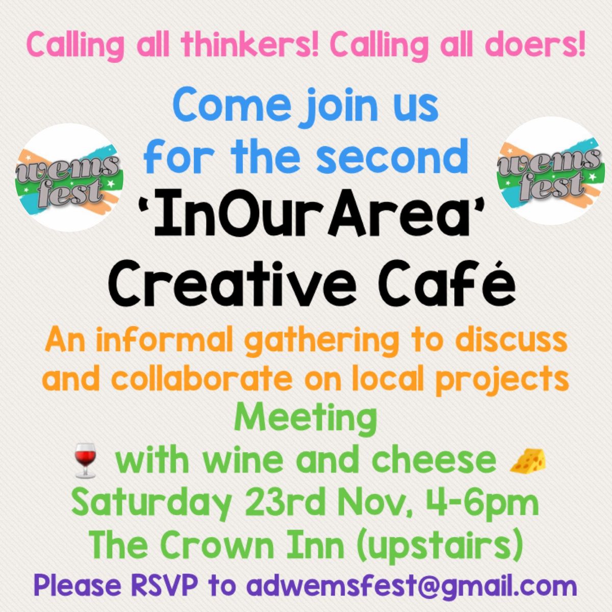 'InOurArea' Creative Cafe: An informal gathering to discuss and collaborate on local projects