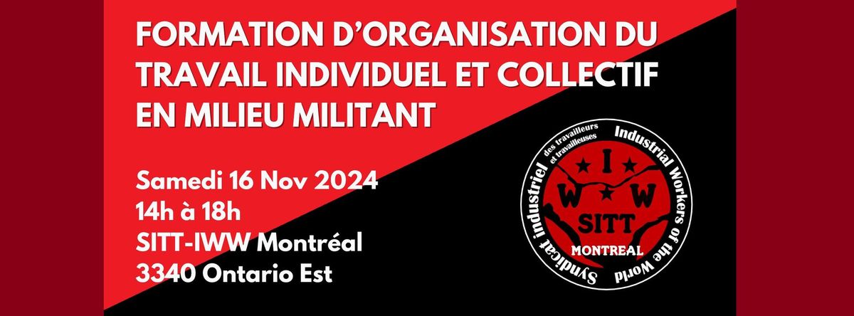 Formation d'organisation du travail individuel et collectif en milieu militant