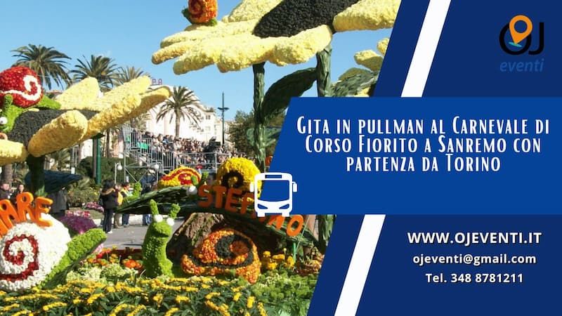 Gita in pullman al Carnevale di Corso Fiorito a Sanremo con partenza da Torino-Oj Eventi