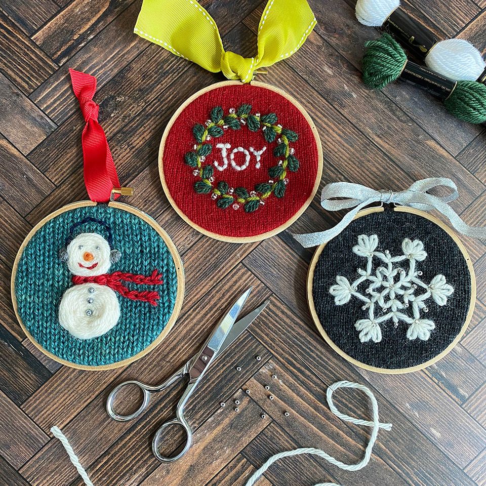  Making Holiday Ornamanets! Embroidery on Knits with Beads with Betz White