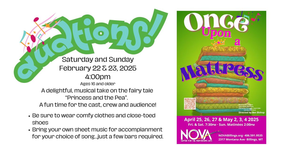 Auditions for the comedy musical "Once Upon a Mattress"