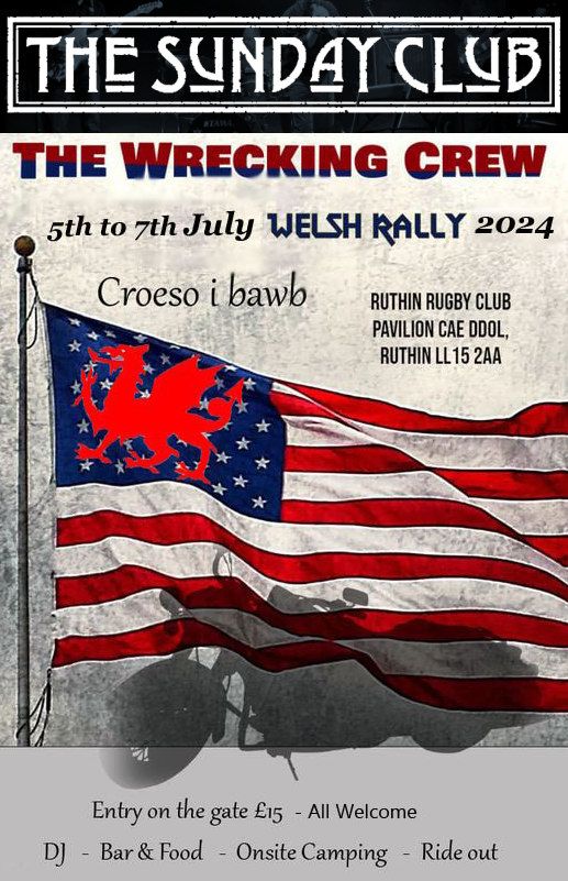 The Wrecking Crew's Harley Rally, Ruthin Rugby Club, Ruthin, North Wales, 6th July 2024