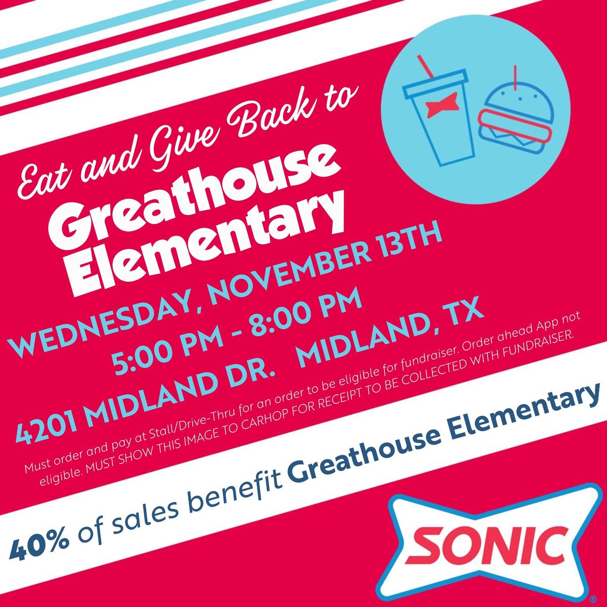 Greathouse Elementary Sonic Fundraiser Night