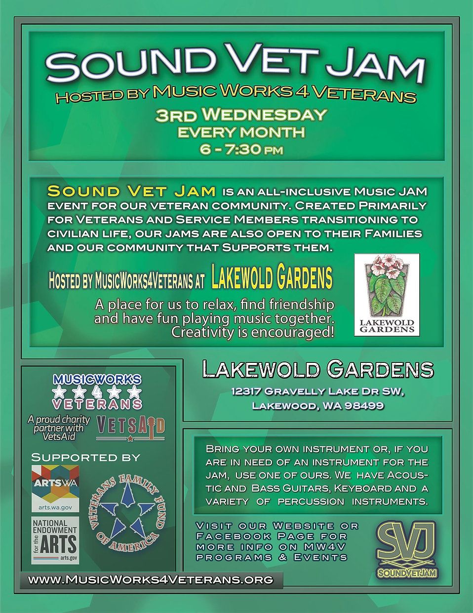 MW4V SoundVetJam - Lakewold Gardens 6 - 7:30 PM