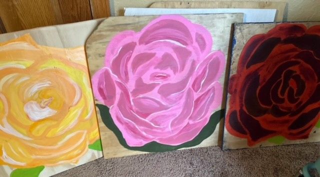 Acrylic Paint Wood Flower Wall Art