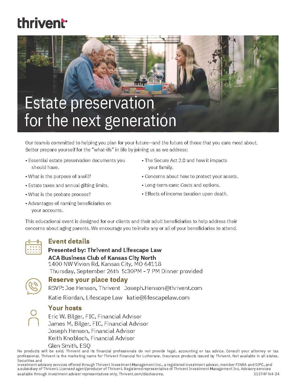 Estate Preservation for the Next Generation