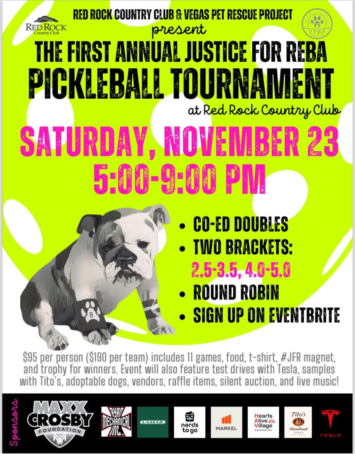 VPRP & RRCC present Justice for Reba Pickleball Tournament