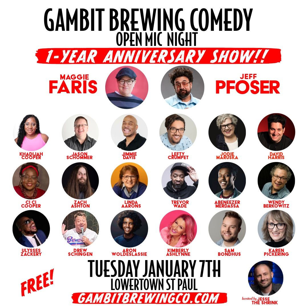 Gambit Brewing Comedy Open Mic Night: 1-Year Anniversary Edition!