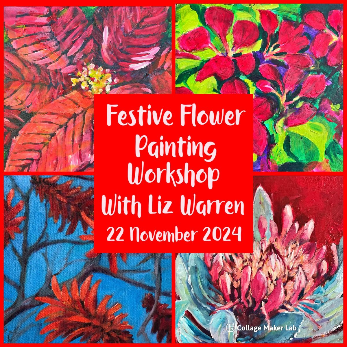 Festive Flower Painting Workshop with Liz Warren (Friday Morning)