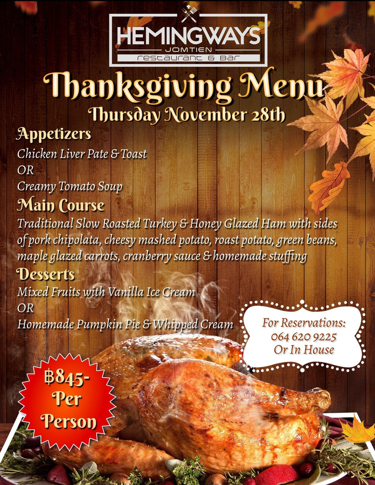 Thanksgiving at Hemingways Jomtien 2024