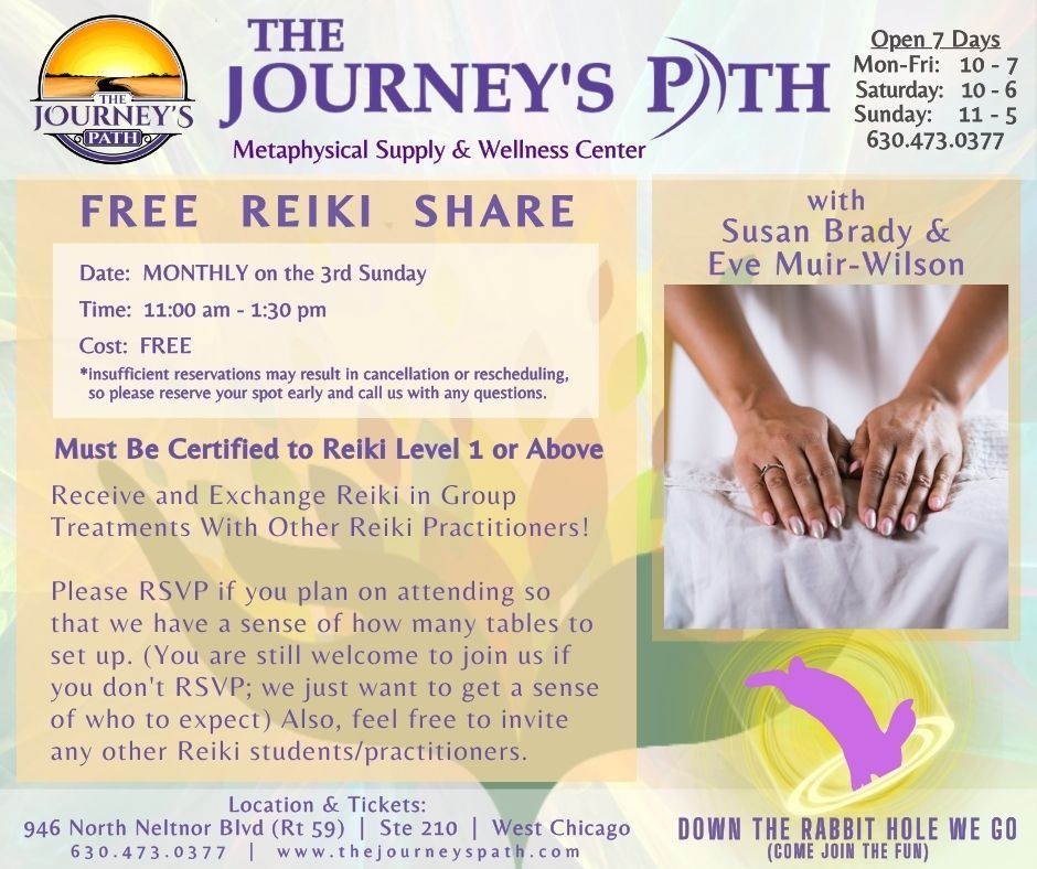 FREE Reiki Share - Certified Reiki Level 1 and Above