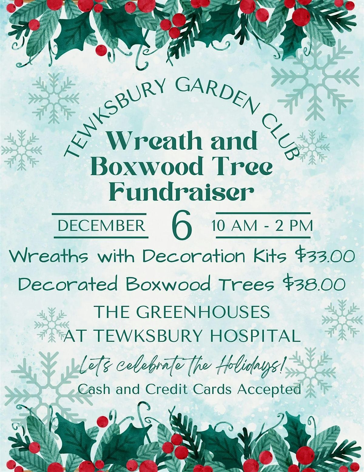 Tewksbury Garden Club Wreath & Boxwood Tree Fundraiser