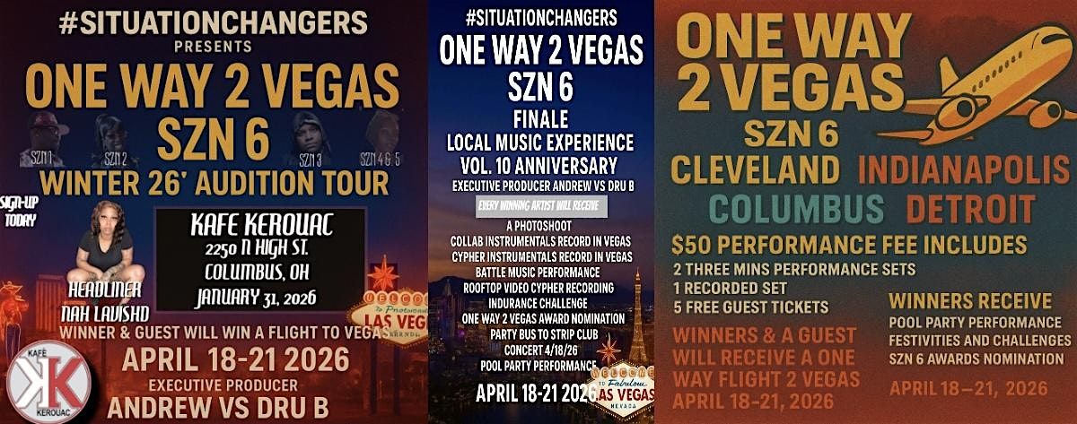 ONE WAY 2 VEGAS SZN 6 COLUMBUS AUDITION WINNER & GUEST TO BE FLOWN 2 VEGAS.