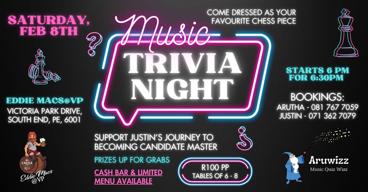 Music Trivia Fundraiser for Justin's Chess Journey