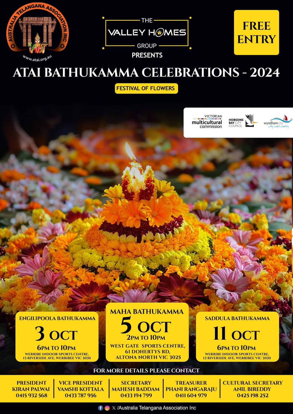 ATAI MAHA BATHUKAMMA 11th YEAR CELEBRATIONS - Australia's Biggest Bathukamma Festival  