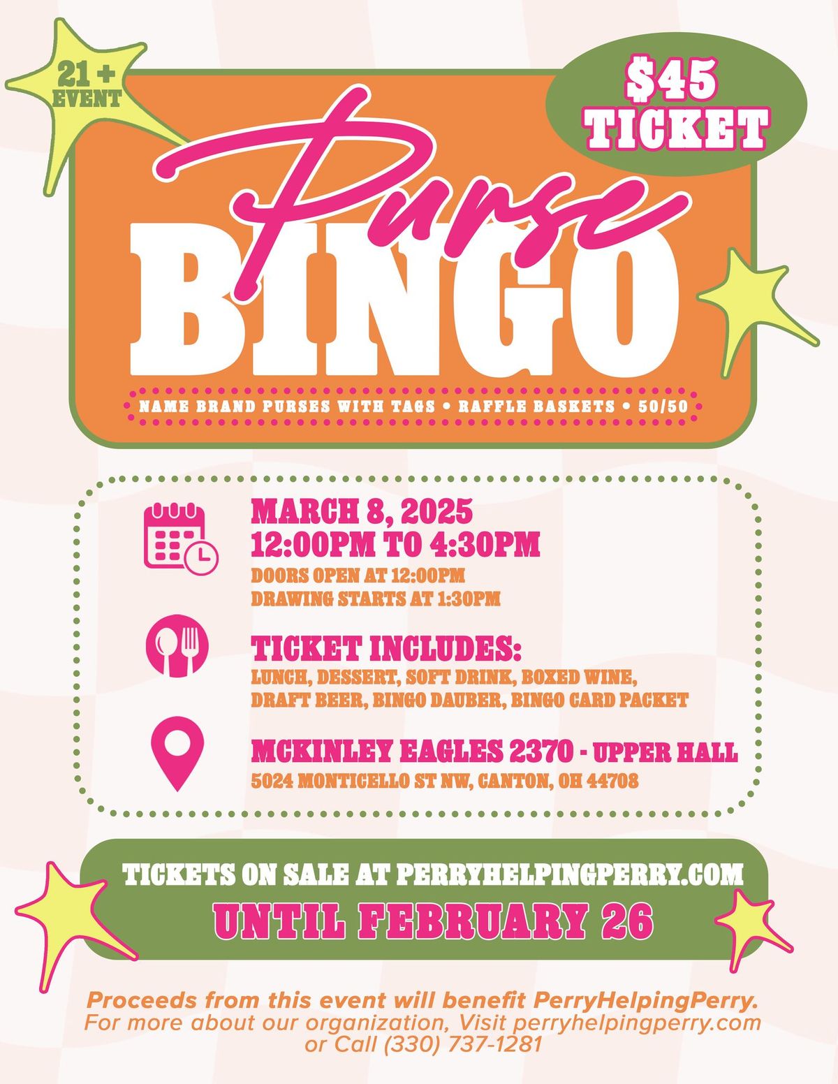 Perry Helping Perry - 2nd Annual Purse Bingo