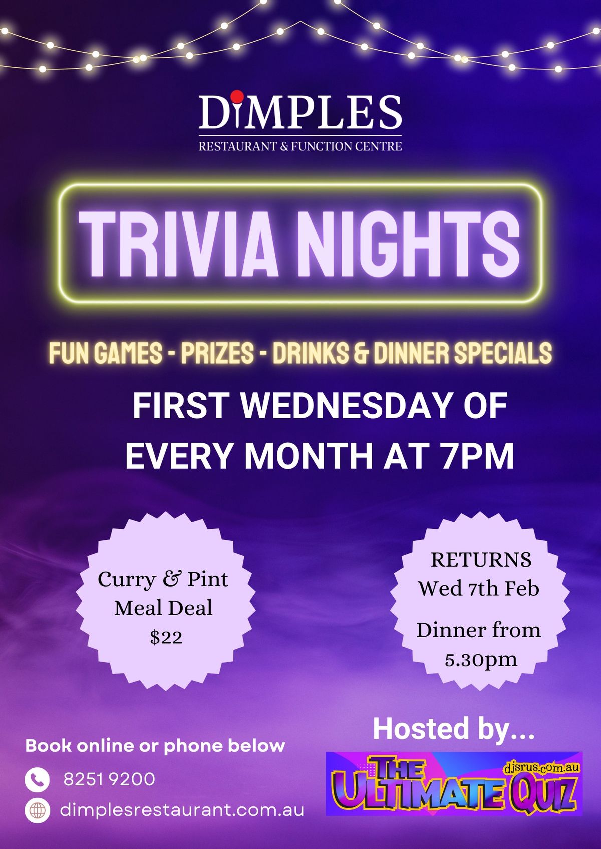 Trivia Night at Dimples Restaurant 