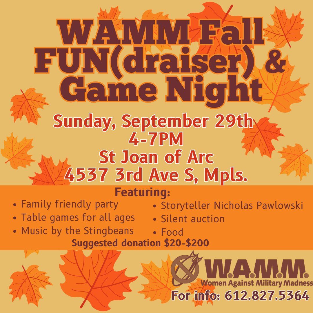 WAMM Fall FUN(draiser) & Game Night!