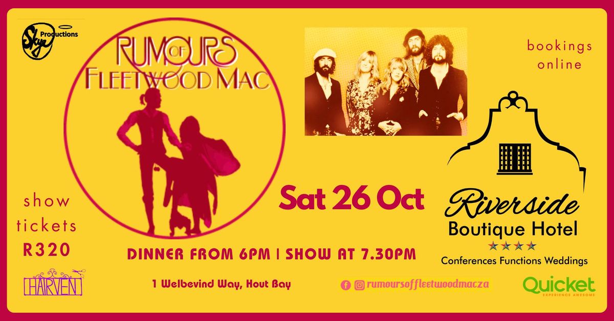 Rumours of Fleetwood Mac at Riverside Boutique Hotel, Hout Bay