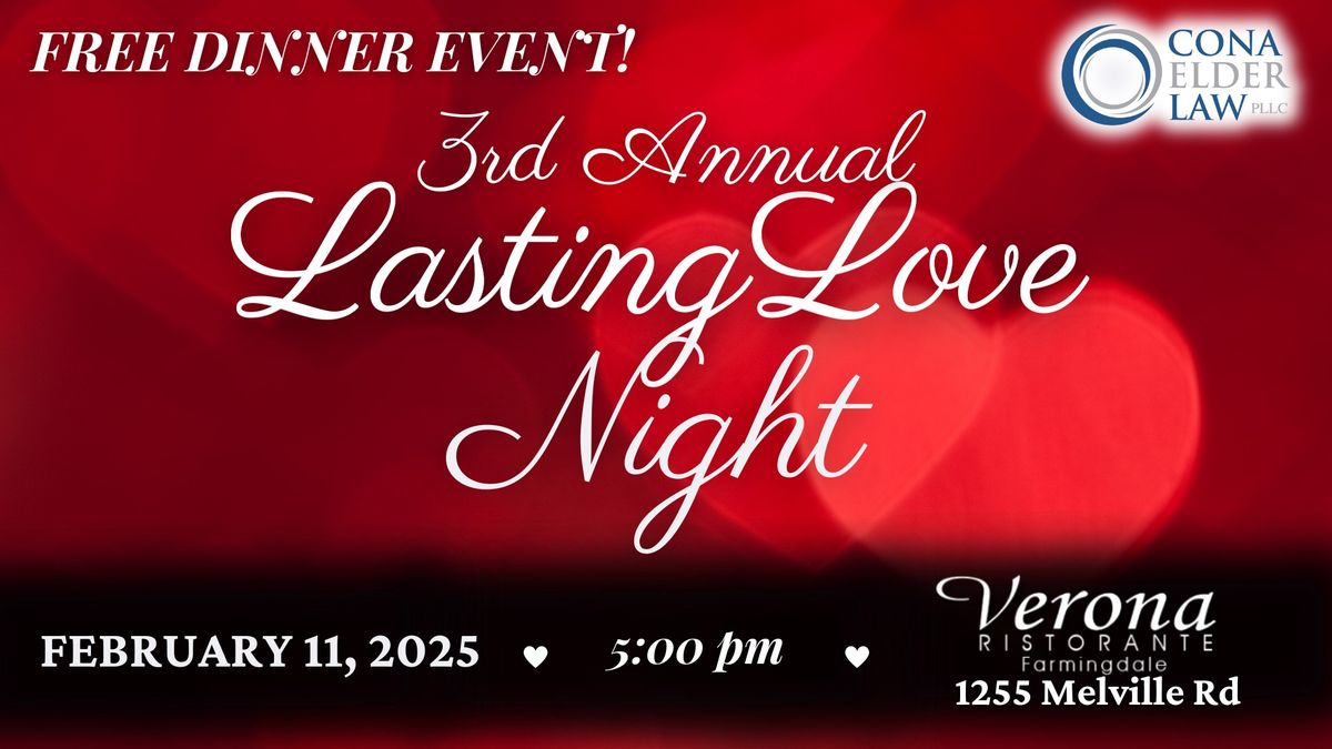 3rd Annual Lasting Love Night: FREE Dinner Event For Couples Together 50+ Years!