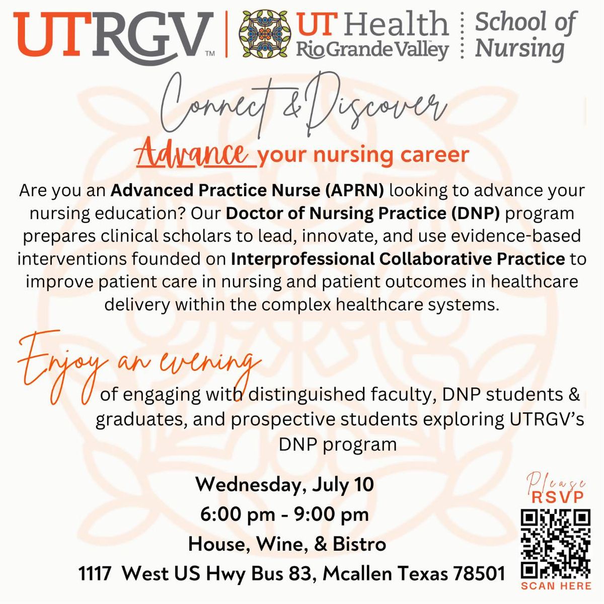 Connect & Discover our Doctor of Nursing Practice Program, House Wine