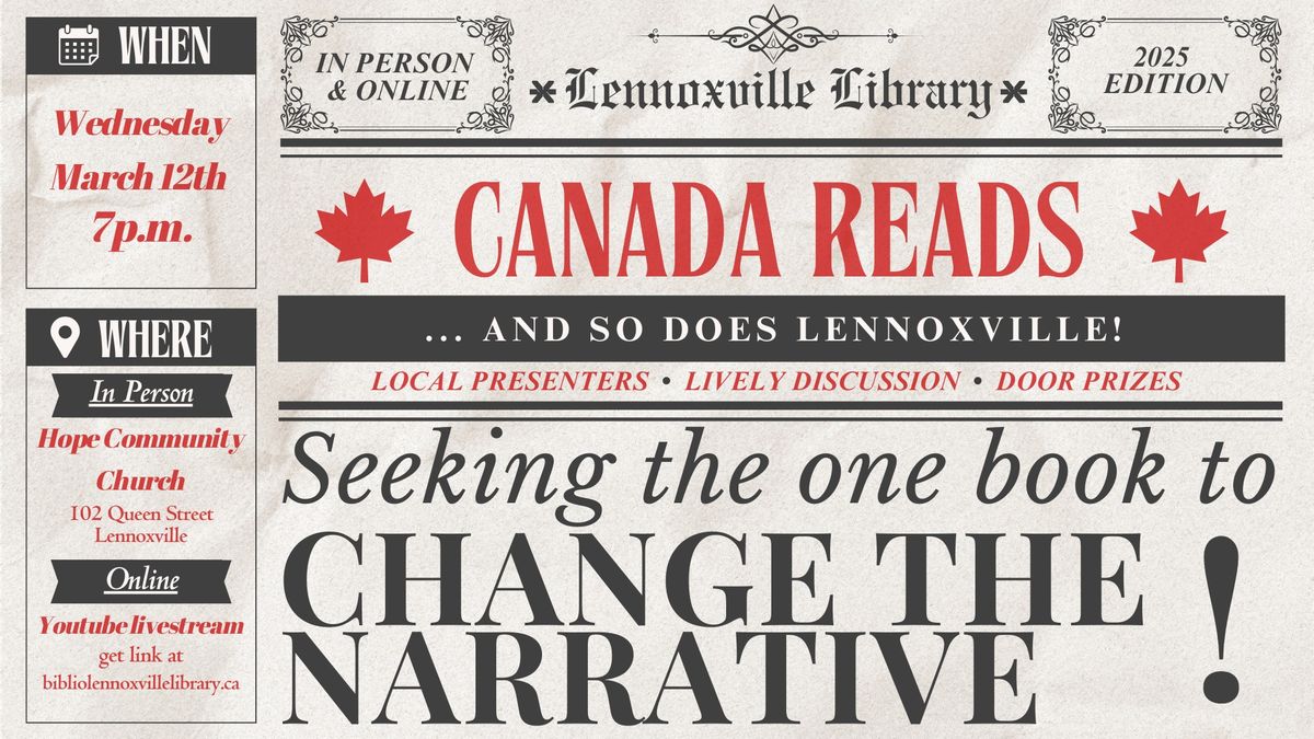 CANADA READS. . . and so does Lennoxville - 2025 edition