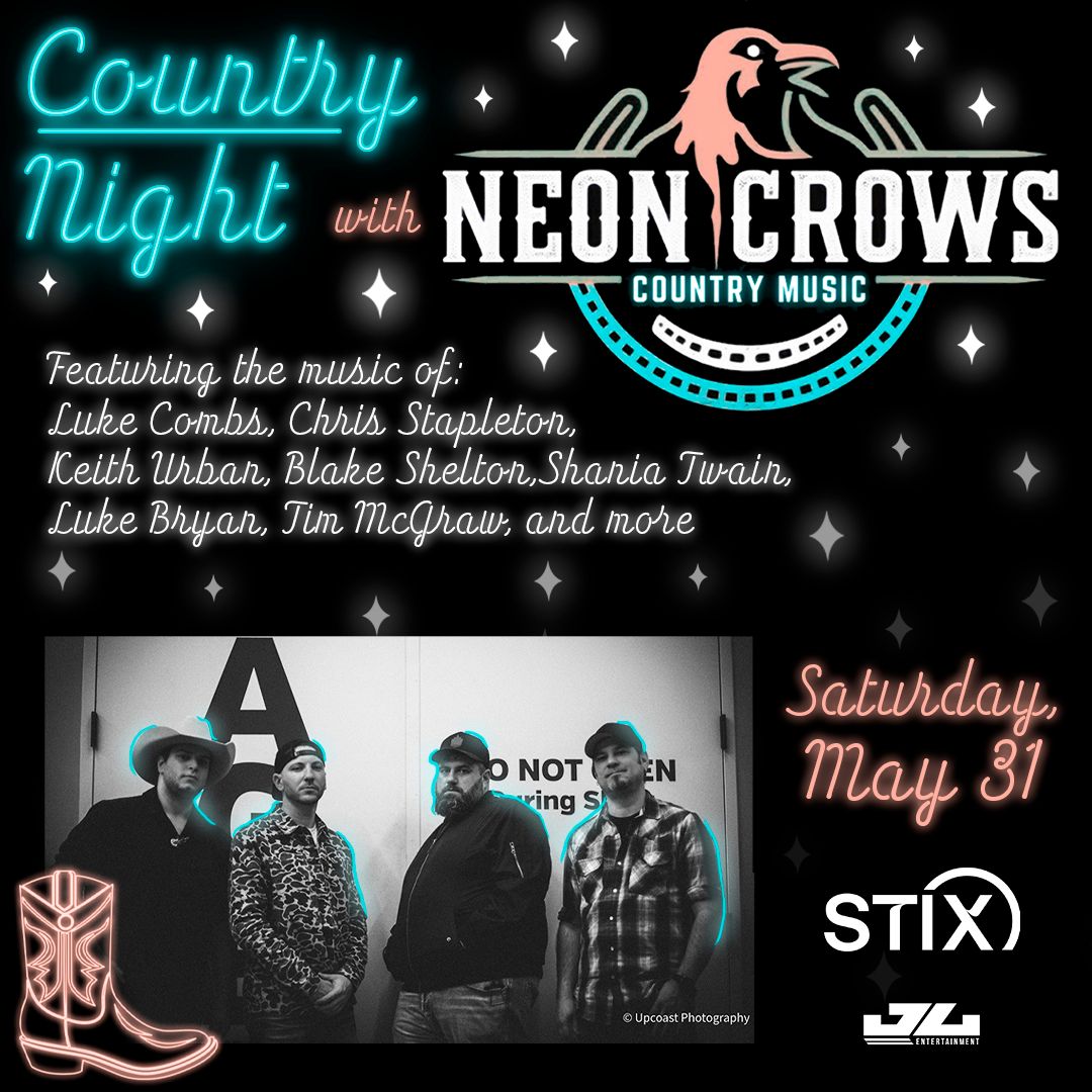 Country Night with Neon Crows