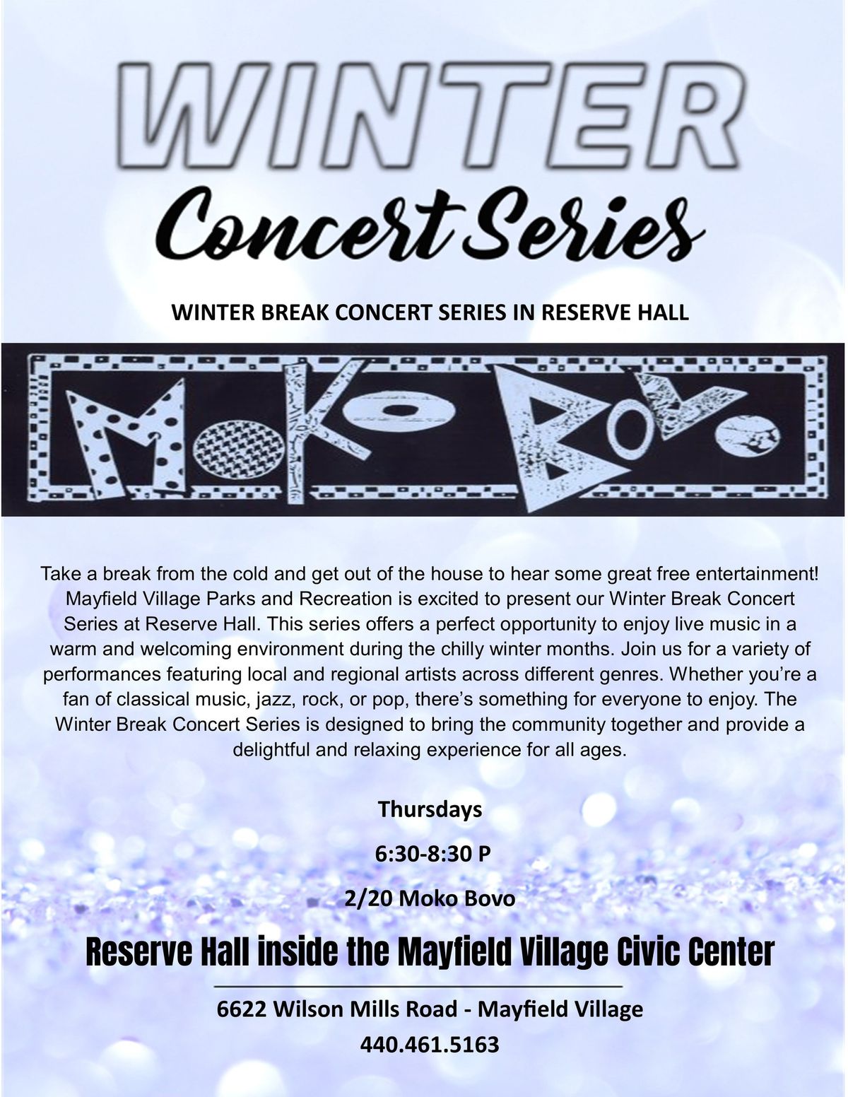 Moko Bovo - WINTER BREAK CONCERT SERIES IN RESERVE HALL